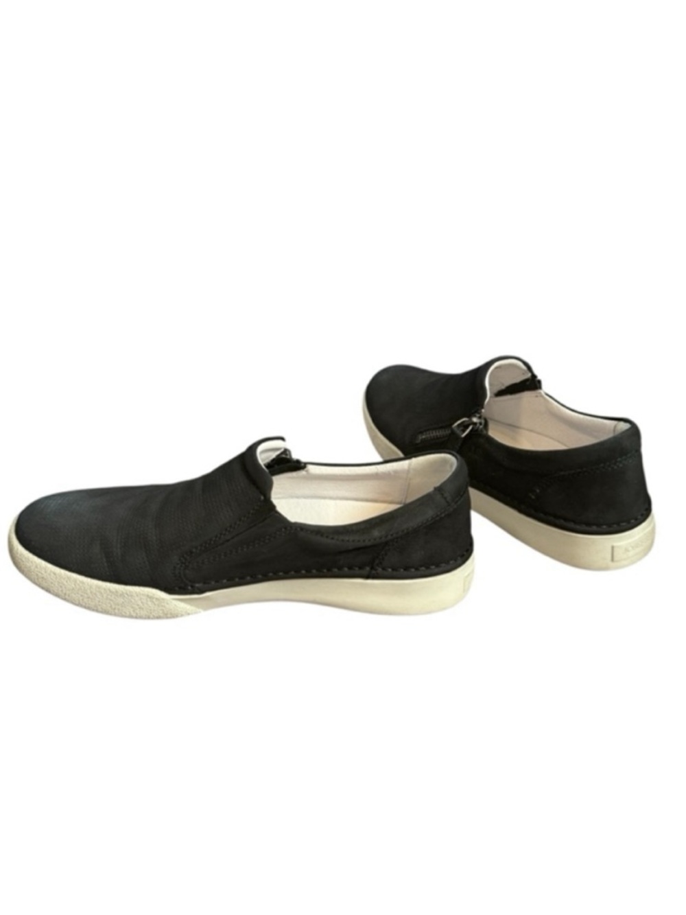 Josef Seibel Black Leather Slip-On Sneakers Zipper Size 38/7-7 1/2